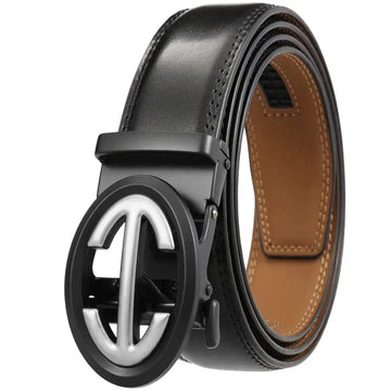 Automatic Alloy Buckle Belt Men's Simple Two-layer Cowhide meifu market