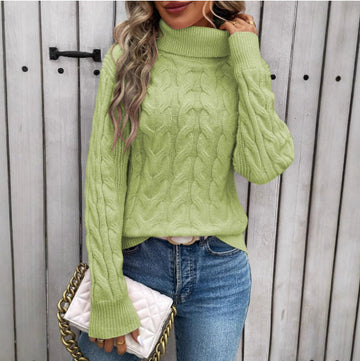 Women's Cable-knit Turtleneck Sweater Meifu Market