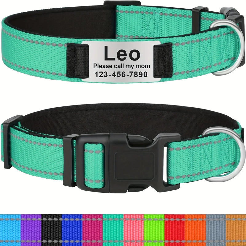 reflective dog collar | adjustable neoprene collar | padded breathable nylon collar | energy saving