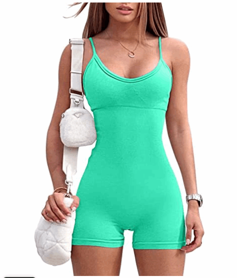 Spaghetti Strap Shorts Jumpsuit Sports Yoga Workout Tight Romper Women Fashion Fitness Sportwear Meifu Market