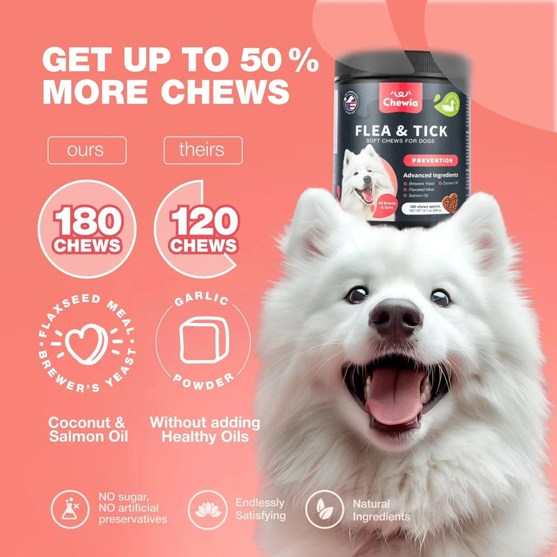 Dog Flea And Tick Treatment Chews FleaTick Prevention For Dogs Chewables Natural Dog Flea & Tick Control Soft Treats Immune Support Supplement Meifu Market