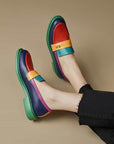 Women's Flats Round Head Rainbow Casual Shoes 