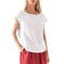 linen blend fabric | breathable short sleeve t-shirt | loose fit casual top | energy saving
