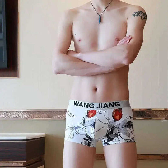 Men's Ice Silk Boxer Briefs Summer Breathable Printed Underwear Meifu Market