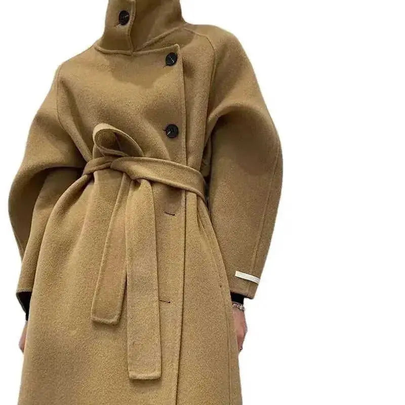 double-sided cashmere coat | long turtleneck cardigan | reversible cashmere coat | energy saving