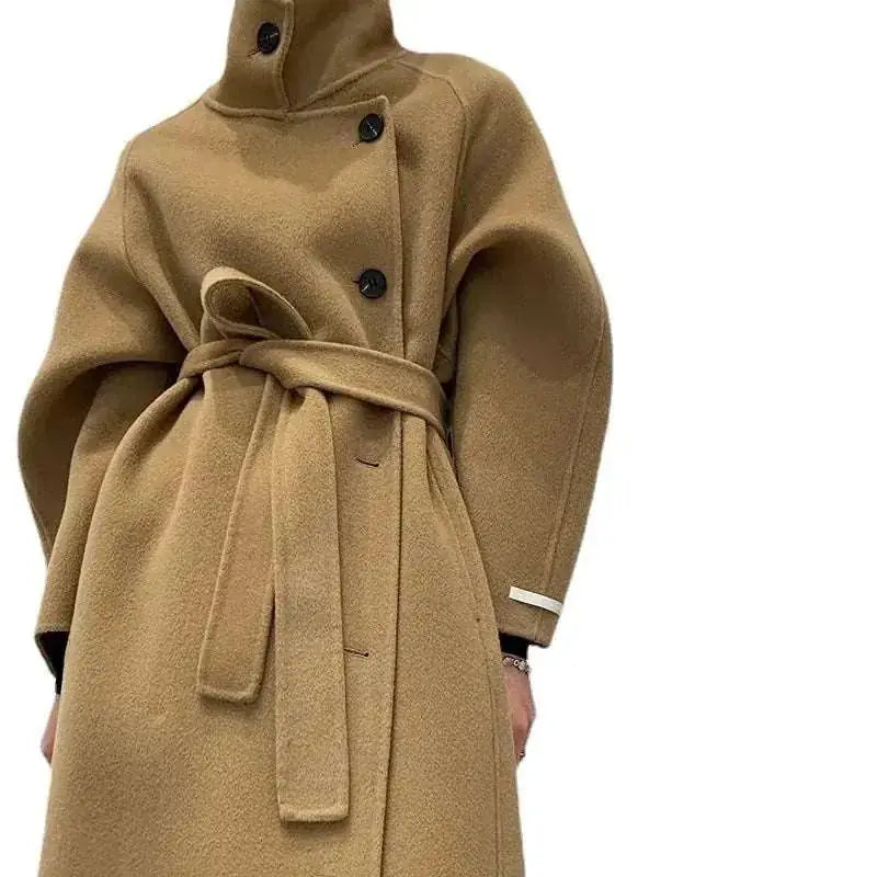 double-sided cashmere coat | long turtleneck cardigan | reversible cashmere coat | energy saving