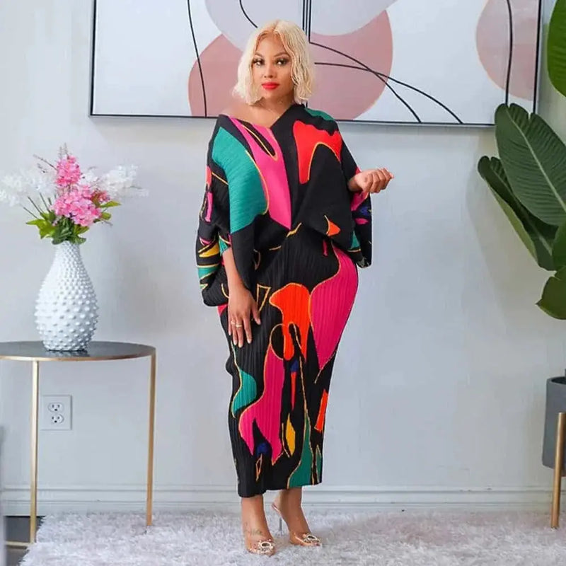 v-neck batwing sleeve dress | floral print summer dress | lightweight chiffon dress | energy saving