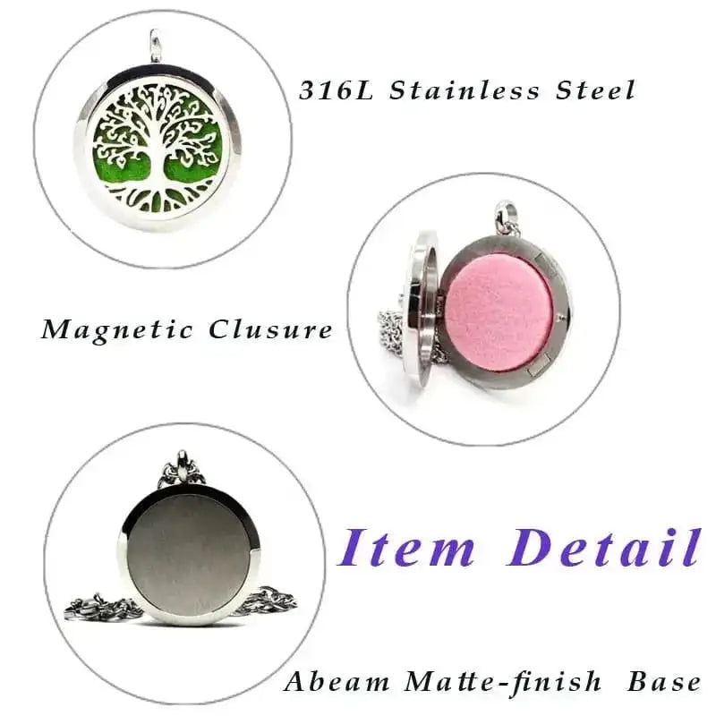 magnetic diffuser pendant | hollowed tree pendant necklace | essential oil jewelry | energy saving