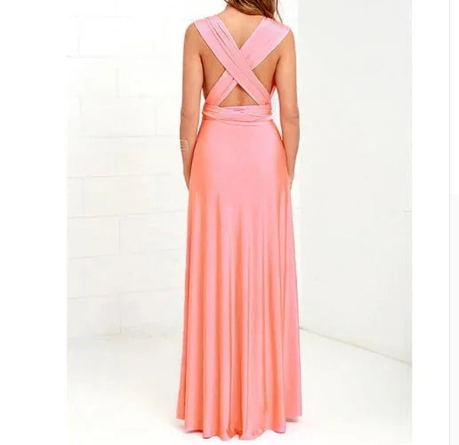 backless maxi dress | floor-length bandage dress | multiway convertible dress | energy saving