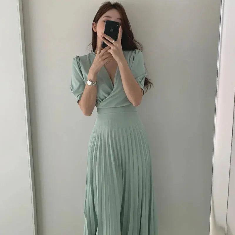 elegant v-neck dress | lightweight summer dress | thin fabric dress | ultrasonic cleaning