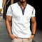 Fashion Short-sleeved Polo Shirt Summer Button V-neck T-shirt Tops Mens Clothing Dark Grey - styled fashion short-sleeved ...