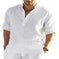 cotton linen blend fabric | loose fit long sleeve shirt | mens casual solid color shirt | ultrasonic cleaning