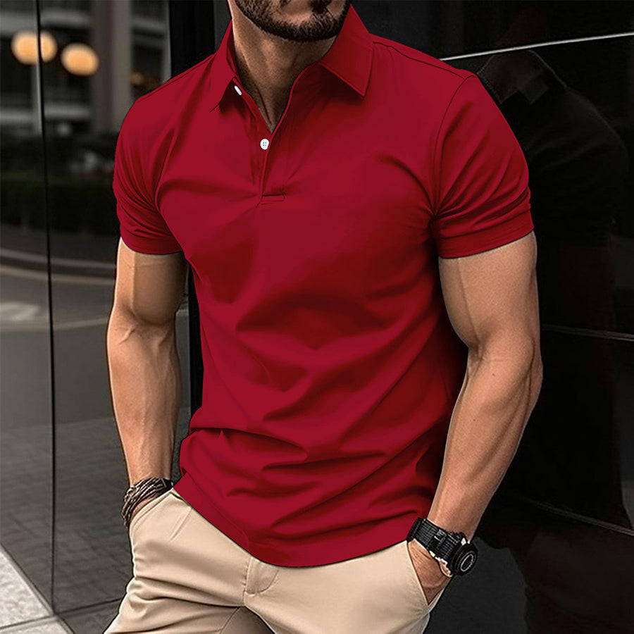 Summer Short Sleeve Polo Shirt Men Solid Color Button Lapel Button Top Meifu Market