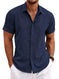 Men's Solid Color Loose Linen Short-sleeved T-shirt White - available style options