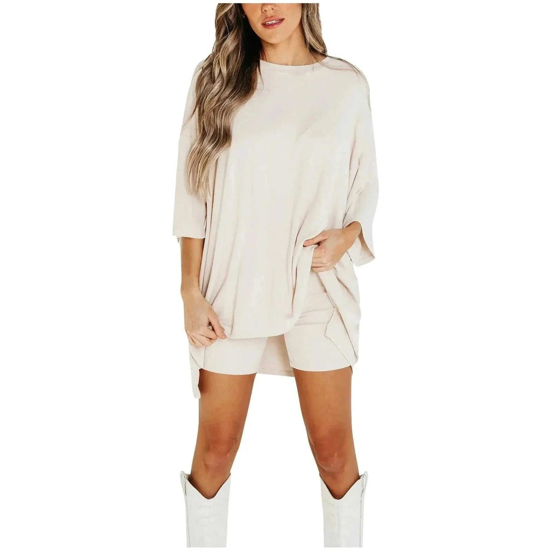 summer knit suit set | breathable cotton blend fabric | casual two-piece outfit | ultrasonic cleaning