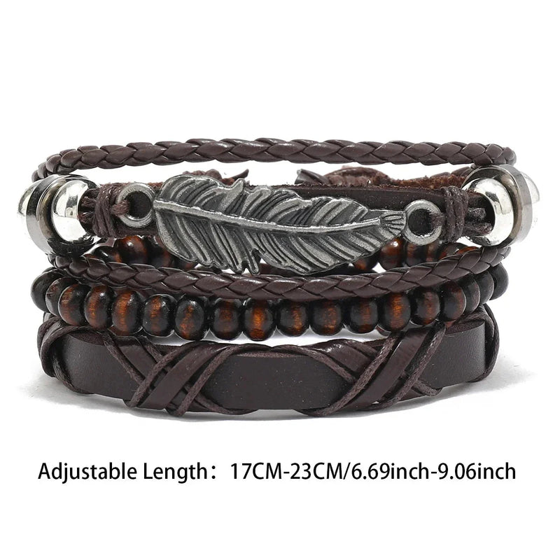 braided leather bracelet for men | vintage life tree charm bracelet | rudder charm wood beads bracelet | energy saving