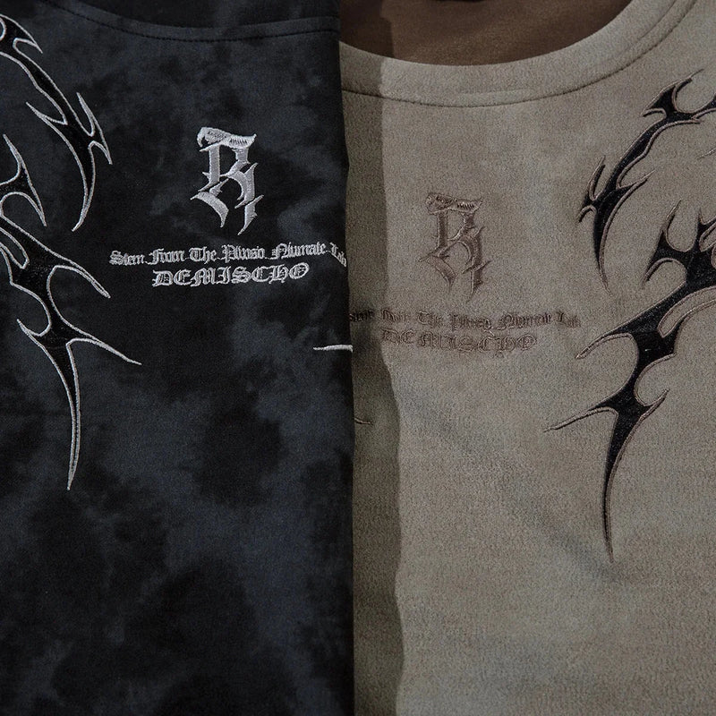 retro thorn embroidery t-shirt | vintage american summer shirt | cotton blend short sleeve tee | ultrasonic cleaning