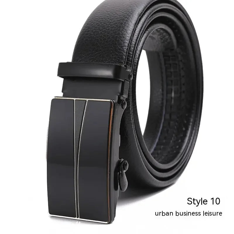 automatic buckle belt | genuine leather belt for men | litchi pattern texture | energy saving