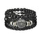 braided leather bracelet for men | vintage charm wood beads | adjustable wrap wristband | ultrasonic cleaning