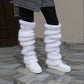 Autumn And Winter New Solid Color Mohair Long Tube Pile Style Foot Women's Fashion Casual Knitted Bunching Socks meifu market