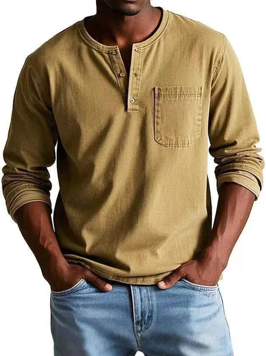 stretch-cotton fabric | long-sleeve pullover top | slim-fit casual shirt | ultrasonic cleaning