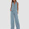 lightweight linen blend fabric | high-waisted wide-leg trousers | breathable sleeveless vest top | energy saving