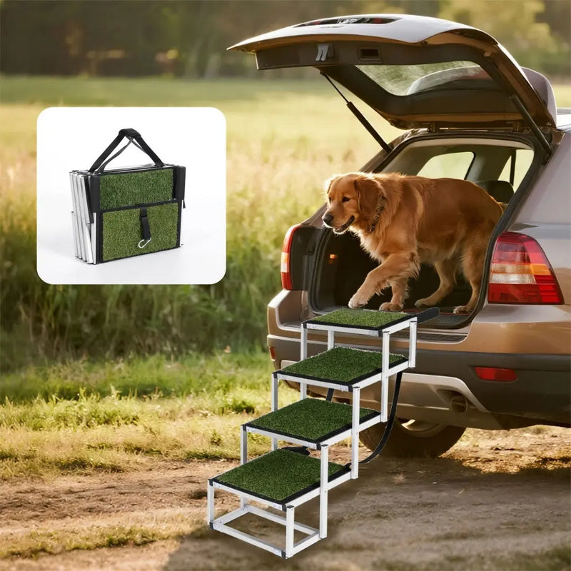 Foldable Dog Ramp For Cars, SUVs, Trucks, Portable Pet Dog Stairs For Large Dogs With Non-Slip Surface  Reinforced Design, Lightweight Yet Sturdy Supports Up To 250lbs Meifu Market