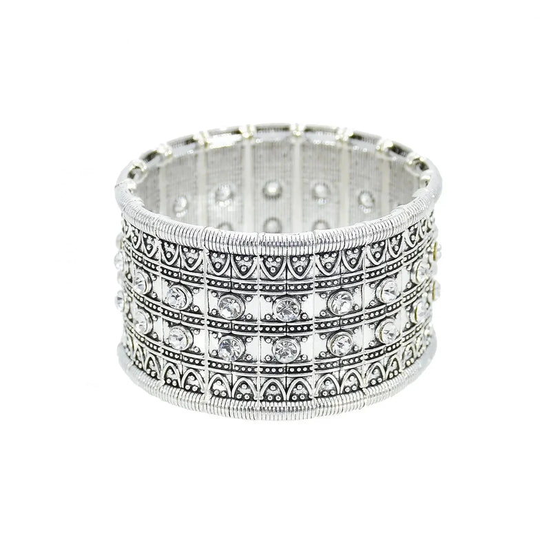 elastic turquoise bracelet | adjustable boho bangle | vintage tribal jewelry | ultrasonic cleaning