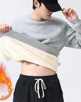 Winter Fleece Sweatshirt Warm Round Neck Pullover Top For Men Solid Color Sweater Boys Teenagers Clothing Meifu Market