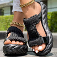 Platform Sandals Summer Braided Knit Hollow Open Toe Slipper Sandals - Anklet Not Included Meifu Market