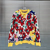 Autumn Floral Printed Knitted Pullover Women's Sweater Top 