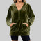 Loose Long Sleeve Zipper Pocket Pleuche Top Women Purple - side view showing details