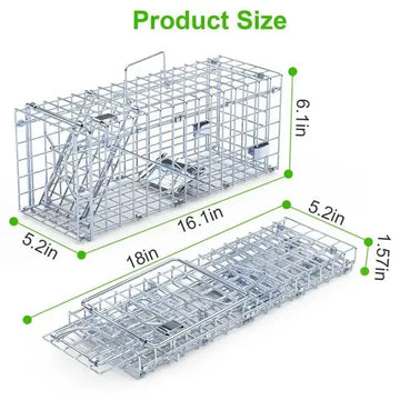 2Pcs Foldable Rat Trap Cage Humane Live Rodent Trap Cage Galvanized Meifu Market
