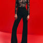see-through lace jumpsuit | black lace long-sleeved jumpsuit | stretchy lace bodysuit | ultrasonic cleaning