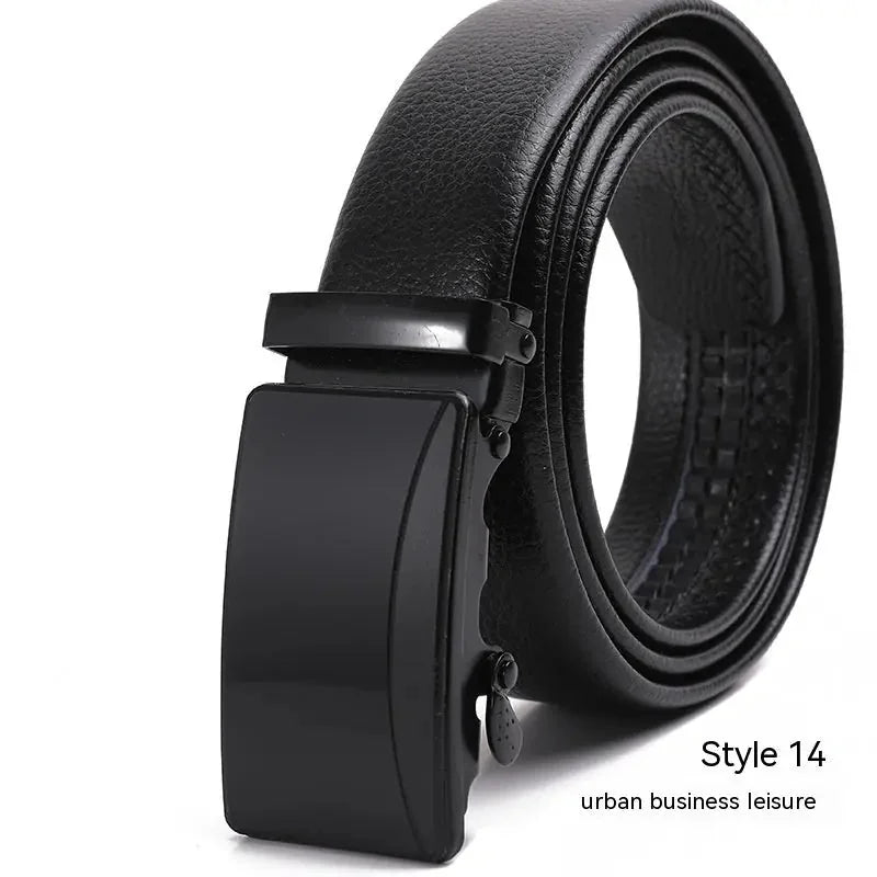 automatic buckle belt | genuine leather belt for men | litchi pattern texture | energy saving