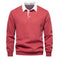 Men's Fashion Casual Versatile Long Sleeves Polo Collar Sweater Navy Blue - size and dimension reference