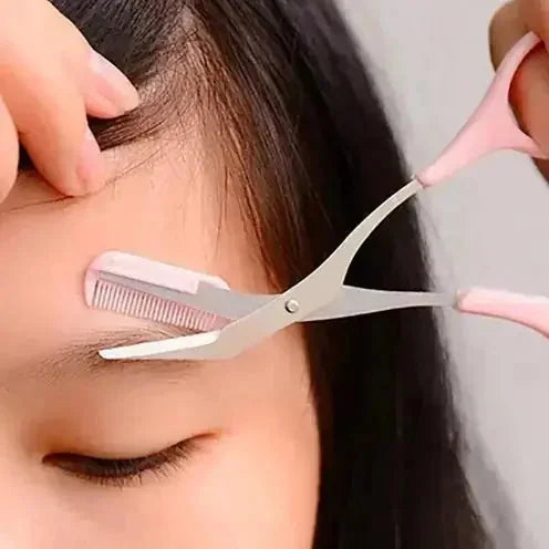 stainless-steel eyebrow scissors | professional eyebrow grooming kit | eyebrow shaping scissors with comb | ultrasonic cleani