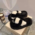 cross-strap fuzzy slippers | 5cm heel house shoes | plush indoor slippers women | ultrasonic cleaning