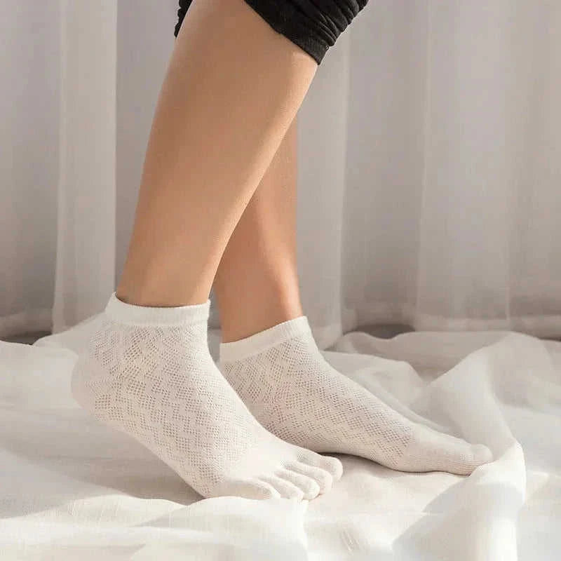 ultra-thin cotton socks | breathable toe socks for summer | moisture-wicking plain socks | ultrasonic cleaning