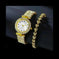 2-Piece Women's Watch & Bracelet Set - Luxury Fashion Jewelry Gift Set with Silver Strap Quartz Watch Gold - styled newiti...