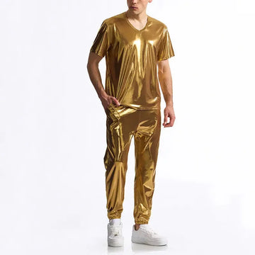chrome-effect party suit | metallic disco blazer | shiny dance costume | energy saving