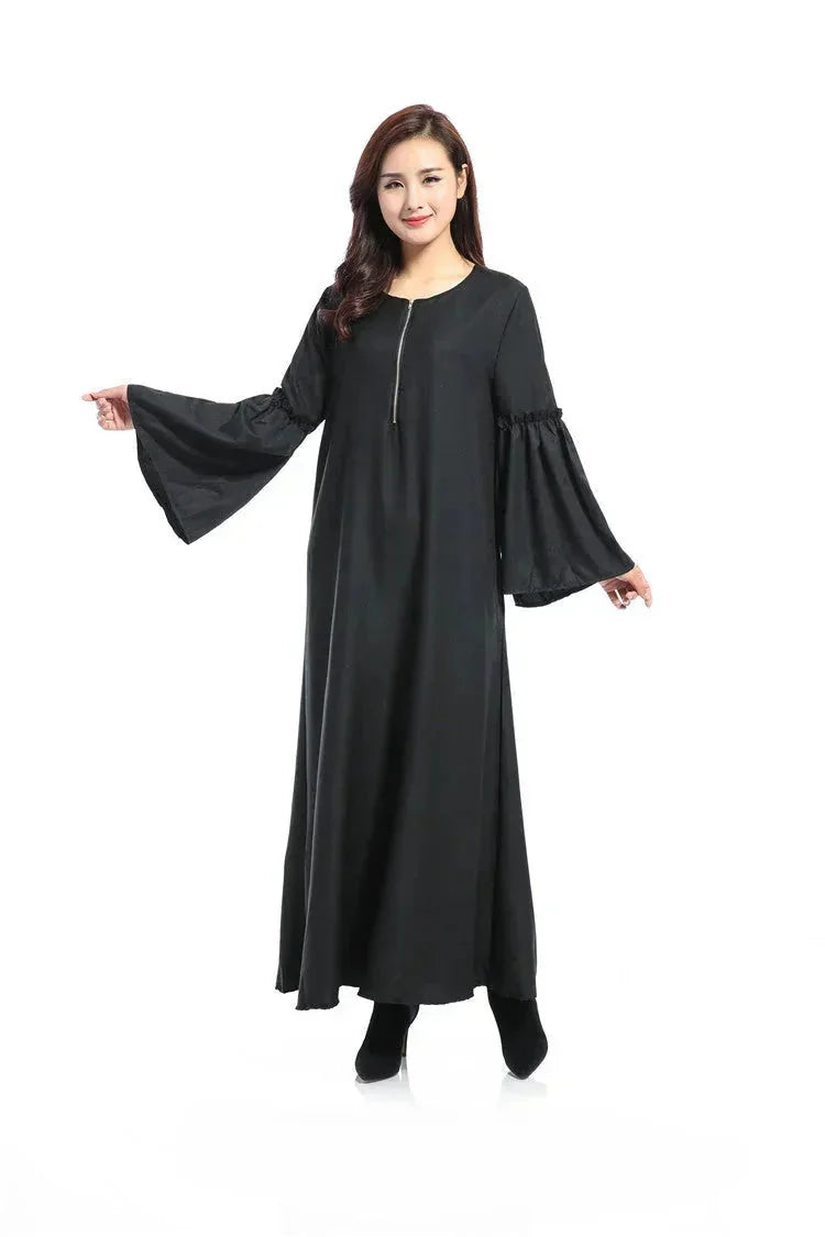 long-sleeve kaftan robe | breathable cotton fabric | plus size abaya dress | ultrasonic cleaning