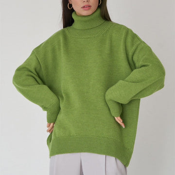 Women's Fashionable All-match Solid Color Turtleneck Sweater 