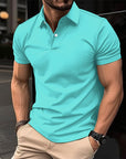 Summer Short Sleeve Polo Shirt Men Solid Color Button Lapel Button Top Meifu Market