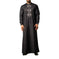 Men's Embroidered Muslim Robe | Long Sleeve Arabic Thobe | Black S - angle view with where to buy premium black long sleev...