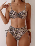 high-waisted bikini set | printed split strap swimwear | european style bikini | energy saving