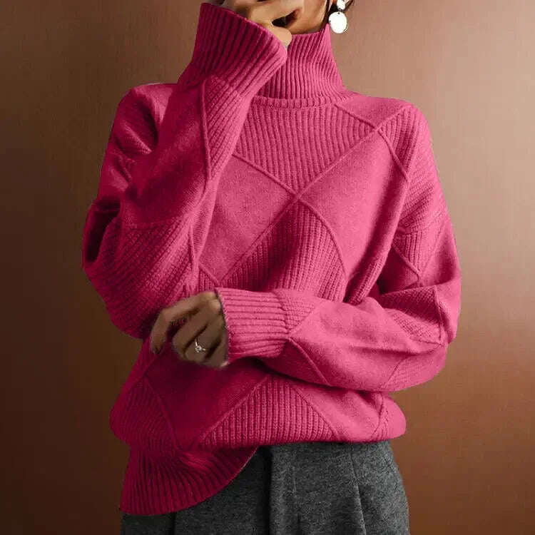 Turtleneck Sweater Women - Loose Knit Warm Pullover Solid Color Meifu Market