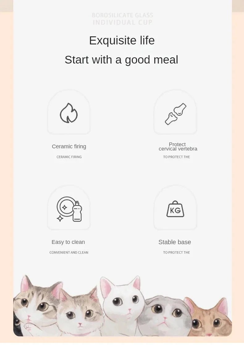 ceramic pet bowl | elevated dog bowl | inclined cat dish | energy saving