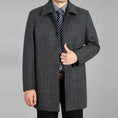 heavy wool blend coat | mid-length overcoat for men | winter warmth coat | ultrasonic cleaning