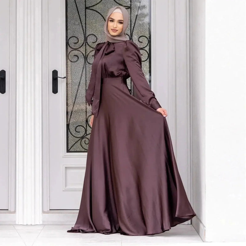 long sleeve maxi dress | breathable cotton hijab dress | plus size modest fashion | energy saving